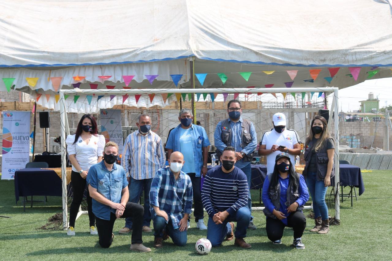 Inauguración de cancha de futbol en Mosaico Urbano gracias a la colaboración de FUNDAJU.